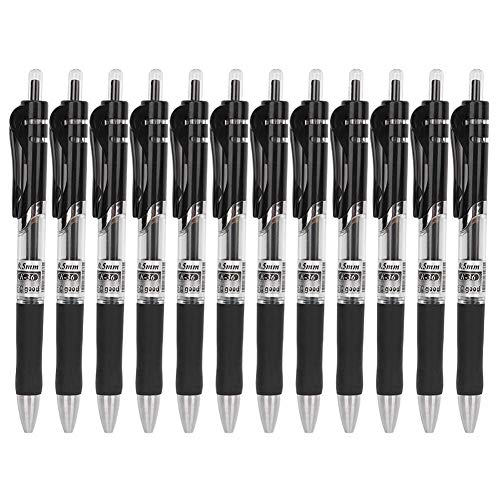 12 Stück Gelschreiber versenkbare Kugelschreiber 0,5 mm Kugelspitzen mit Komfortgriff für Büro Schule Heimarbeit(Schwarz) von Hztyyier
