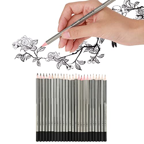 Hztyyier 24Pcs Art Bleistifte Set, 9H-14B Skizze Bleistifte, Graphit Zeichnung Bleistift Skizzieren Kunst Graphit Zeichenstift von Hztyyier