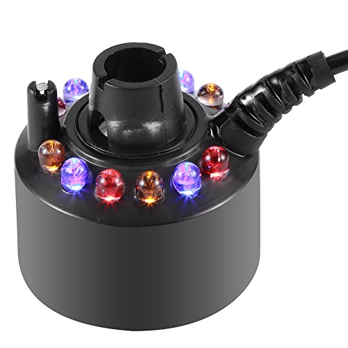 Hztyyier LED Nebelmaschine, Wasserbrunnen Teich Nebelmaschine Zerstäuber Luftbefeuchter mit 12 LED-Licht für Büro Zuhause Zimmer (EU Plug) von Hztyyier