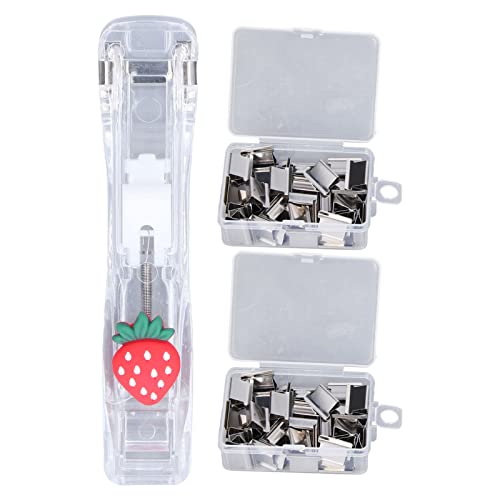 Paper Clam Set, Paper Clam mit 100x Nachfüllklammer und Aufbewahrungsbox, Büroklammerspender für Dokumentnotizen (Strawberry und 2 Boxen mit Clips) von Hztyyier