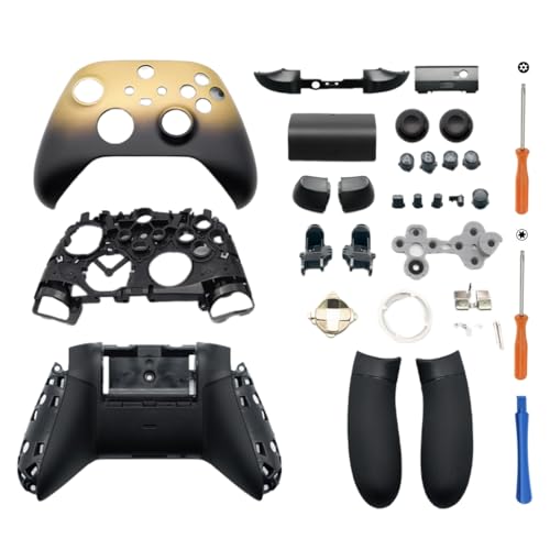 Hzxkqmil Ersatz-Gehäuse-Kit Schale Hülle Zubehör für Xbox Series X/S Controller - Gold Special Edition, DIY-Schale Komplett-Kit Vordere Abdeckung Rückenschale Seitenschienen Tasten Teile Hzxkqmil Ersatz-Gehäuse-Kit Schale Hülle Zubehör für Xbox Series X/S Controller - Gold Special Edition, DIY-Schale Komplett-Kit Vordere Abdeckung Rückenschale Seitenschienen Tasten Teile von Hzxkqmil