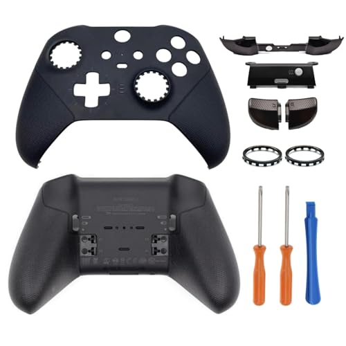 Hzxkqmil Ersatz-Gehäuse-Set für Xbox Elite Wireless Controller Series 2 - Schwarz, Vordere Schale Hintere Abdeckung Faceplate + LB RB Auslösetaste Bumper LT RT-Taste Joystick-Ringe Zubehör Hzxkqmil Ersatz-Gehäuse-Set für Xbox Elite Wireless Controller Series 2 - Schwarz, Vordere Schale Hintere Abdeckung Faceplate + LB RB Auslösetaste Bumper LT RT-Taste Joystick-Ringe Zubehör von Hzxkqmil