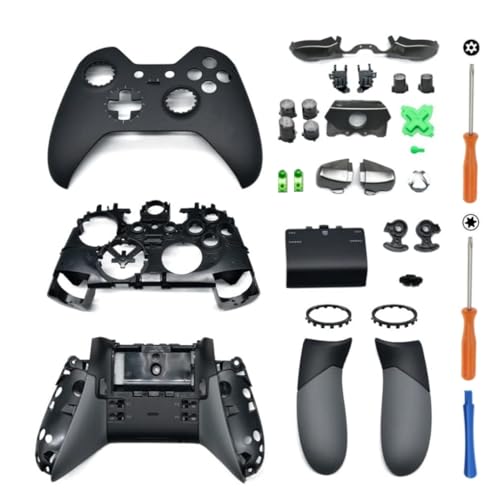Hzxkqmil Ersatz-Gehäuse Vollschalen-Kit für Xbox One Elite 1st Controller - Inklusive Faceplates Abdeckung Mittlerer Rahmen Seitenschienen ABXY-Tasten LB RB Stoßfänger Zubehör (Schwarz) von Hzxkqmil