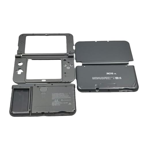 Hzxkqmil Ersatz-Schale-Kit Abdeckplatten für Nintendo New 3DS XL Konsole, Vordere und Hintere Gehäuse Knöpfe Platten Akku-Abdeckung Zubehör für New 3DSXL (Schwarz) von Hzxkqmil