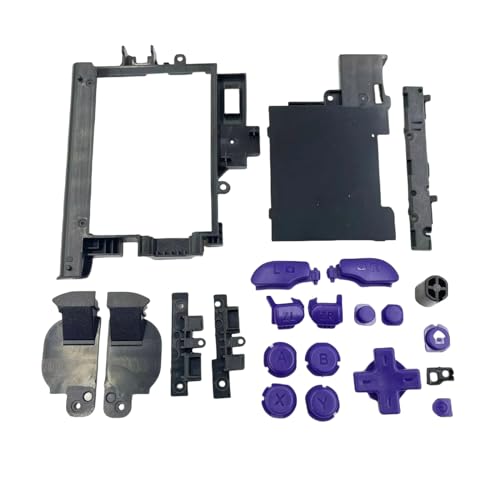 Hzxkqmil Ersatz-Tasten-Kit ABXY Knöpfe D-Pads ZL/ZR L/R Taster Rahmen-Zubehör für Nintendo New 2DS XL/New 2DS LL Konsole (Lila + Schwarz) von Hzxkqmil
