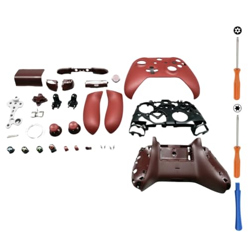 Hzxkqmil Ersatz Volles Schale-Kit für Xbox One S/X Controller (Modell 1708), DIY Faceplate Hülle Vordere Abdeckung Rückseitenplatten Seitenschienen Tasten Zubehör, Rot von Hzxkqmil