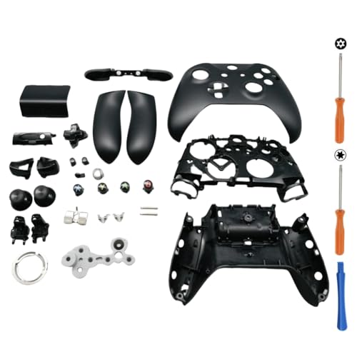 Hzxkqmil Ersatz Volles Schale-Kit für Xbox One S/X Controller (Modell 1708), DIY Faceplate Hülle Vordere Abdeckung Rückseitenplatten Seitenschienen Tasten Zubehör, Schwarz von Hzxkqmil