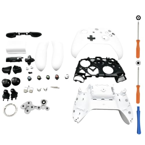 Hzxkqmil Ersatz Volles Schale-Kit für Xbox One S/X Controller (Modell 1708), DIY Faceplate Hülle Vordere Abdeckung Rückseitenplatten Seitenschienen Tasten Zubehör, Weiß von Hzxkqmil