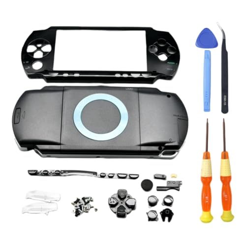 Hzxkqmil Ersatz-Vollschale Gehäuse-Kit Faceplate Hülle Rückabdeckung + Tasten Schrauben Set für Sony PSP 1000 PSP1000 Konsole, Schwarz Hzxkqmil Ersatz-Vollschale Gehäuse-Kit Faceplate Hülle Rückabdeckung + Tasten Schrauben Set für Sony PSP 1000 PSP1000 Konsole, Schwarz von Hzxkqmil