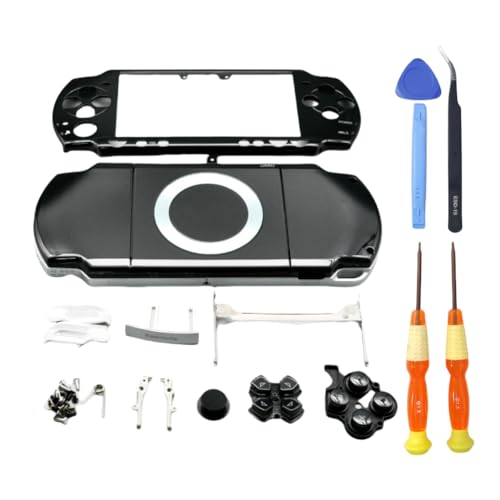 Hzxkqmil Ersatz-Vollschale Gehäuse-Kit Faceplate Hülle Rückabdeckung + Tasten Schrauben Set für Sony PSP 2000 PSP2000 Konsole, Schwarz Hzxkqmil Ersatz-Vollschale Gehäuse-Kit Faceplate Hülle Rückabdeckung + Tasten Schrauben Set für Sony PSP 2000 PSP2000 Konsole, Schwarz von Hzxkqmil