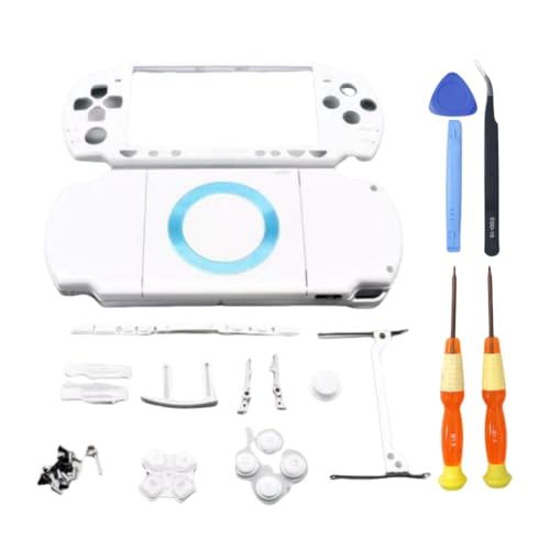 Hzxkqmil Ersatz-Vollschale Gehäuse-Kit Faceplate Hülle Rückabdeckung + Tasten Schrauben Set für Sony PSP 2000 PSP2000 Konsole, Weiß Hzxkqmil Ersatz-Vollschale Gehäuse-Kit Faceplate Hülle Rückabdeckung + Tasten Schrauben Set für Sony PSP 2000 PSP2000 Konsole, Weiß von Hzxkqmil