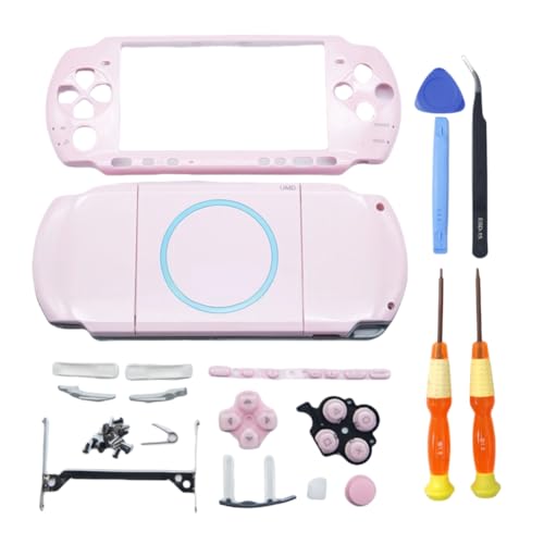 Hzxkqmil Ersatzgehäuse-Kit Vollschale für Sony PSP 3000 PSP3000 Konsole, DIY Hülle Abdeckplatten Faceplate Zubehör + Buttons Schrauben Set (Rosa) von Hzxkqmil