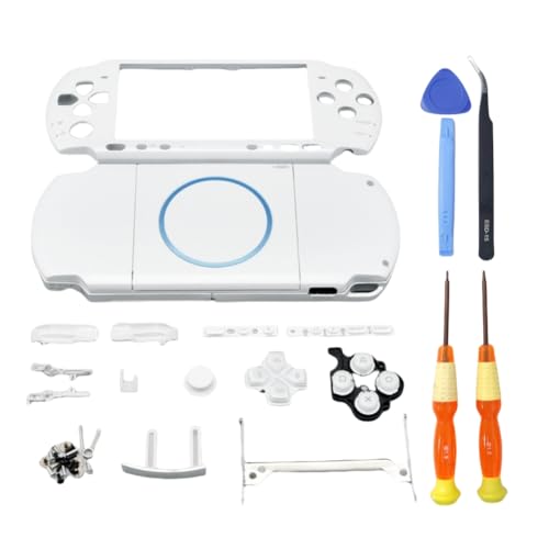 Hzxkqmil Ersatzgehäuse-Kit Vollschale für Sony PSP 3000 PSP3000 Konsole, DIY Hülle Abdeckplatten Faceplate Zubehör + Buttons Schrauben Set (Weiß) von Hzxkqmil
