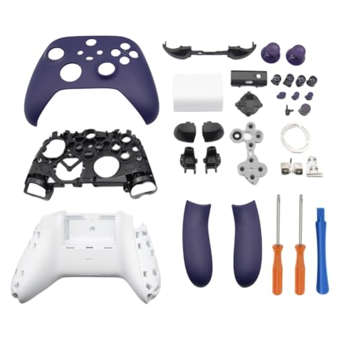 Hzxkqmil Kompletter Gehäuse-Bausatz Ersatz-Schale für Xbox Serie X/S Controller - Inklusive Faceplates Mittlerer Rahmen Seitenschienen ABXY-Tasten LB RB Stoßfänger Zubehör (Lila) von Hzxkqmil