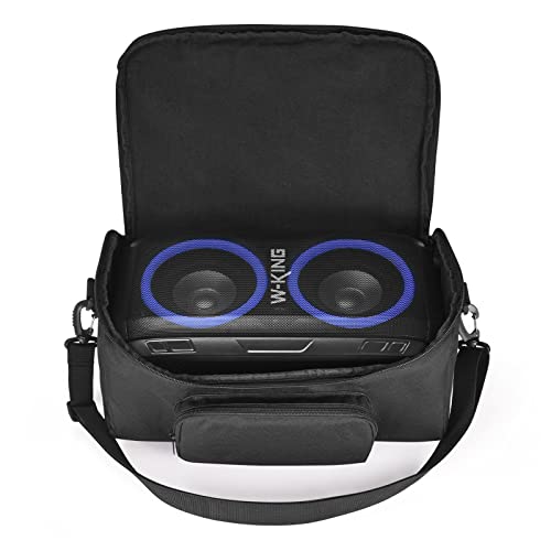 Hzycwgone Tasche Hülle Tragetasche für W-King T9-2 80W Tragbarer Kabelloser Lautsprecher Box Musikbox,T9-2 Robuste Umhängetasche,extra Staufach für Mikrofon,Fernbedienung,Kabel und Zubehör (Schwarz) von Hzycwgone