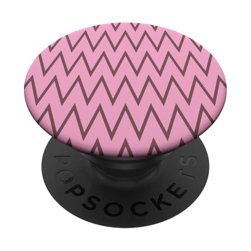 Zeitlos, Braun und Rosa, Chevron-Muster PopSockets Klebender PopGrip von I Adore Cute Designs