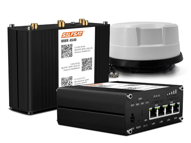SELFSAT MWR 4540 4G Cat 6 WLAN Router bis 300 Mbps inkl. Panorama Antenne weiß von I DO IT