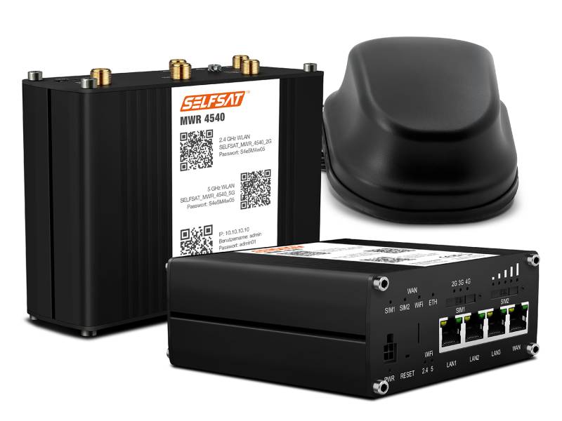 SELFSAT MWR 4540 4G Cat 6 WLAN Router bis 300 Mbps inkl. SELFSAT 5G Antenne schwarz von I DO IT