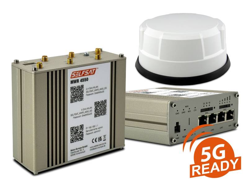 SELFSAT MWR 4550 im Set mit Panorama Antenne weiß (4 x 5G/4G, 2 x WLAN, 1 x GPS, 1 m Kabel) von I DO IT