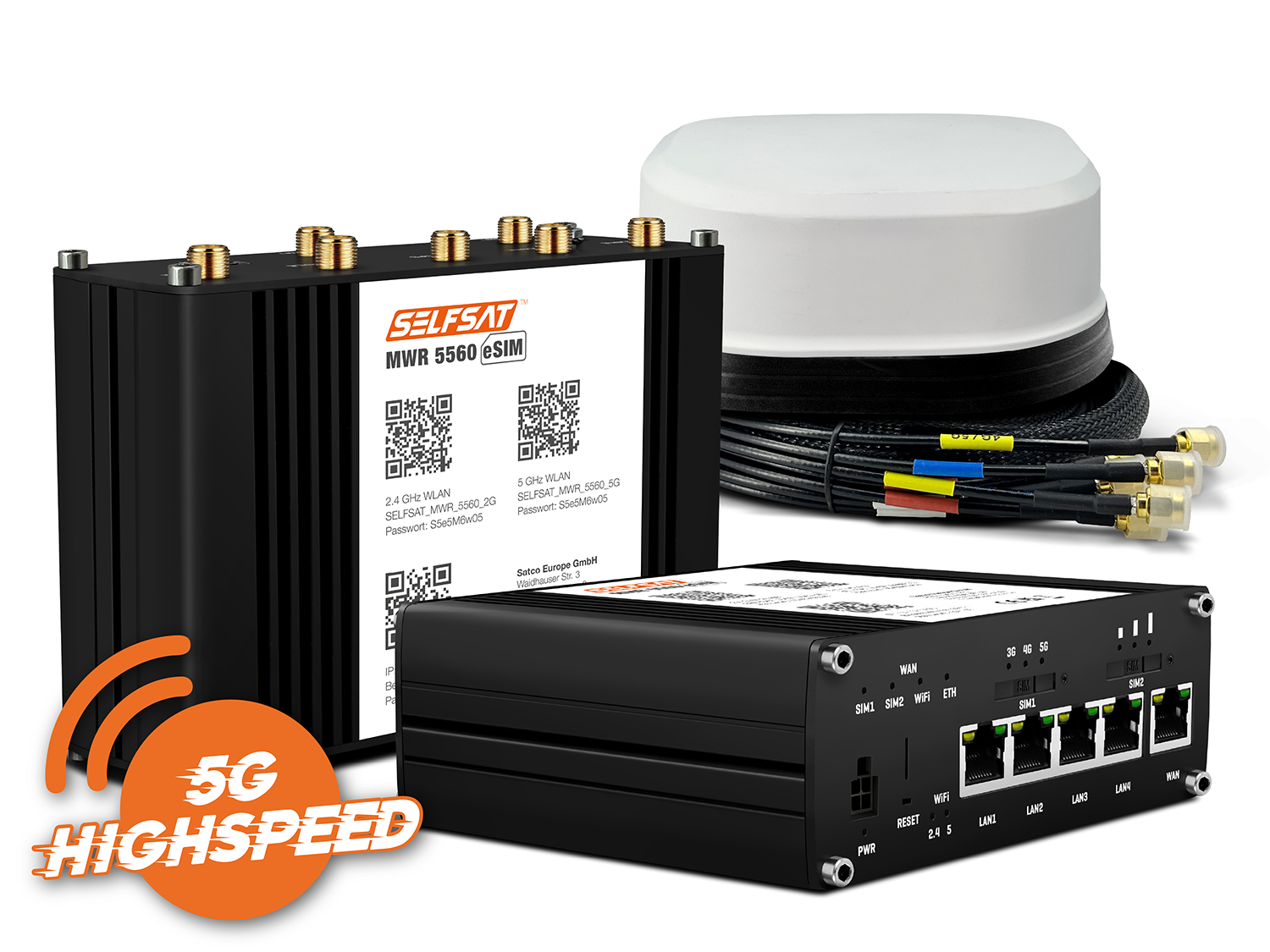 SELFSAT MWR 5560 eSIM 5G Cat 20 WLAN Router bis 3,4 Gbps inkl. SATCO 5G Antenne weiß SELFSAT MWR 5560 eSIM 5G Cat 20 WLAN Router bis 3,4 Gbps inkl. SATCO 5G Antenne weiß von I DO IT