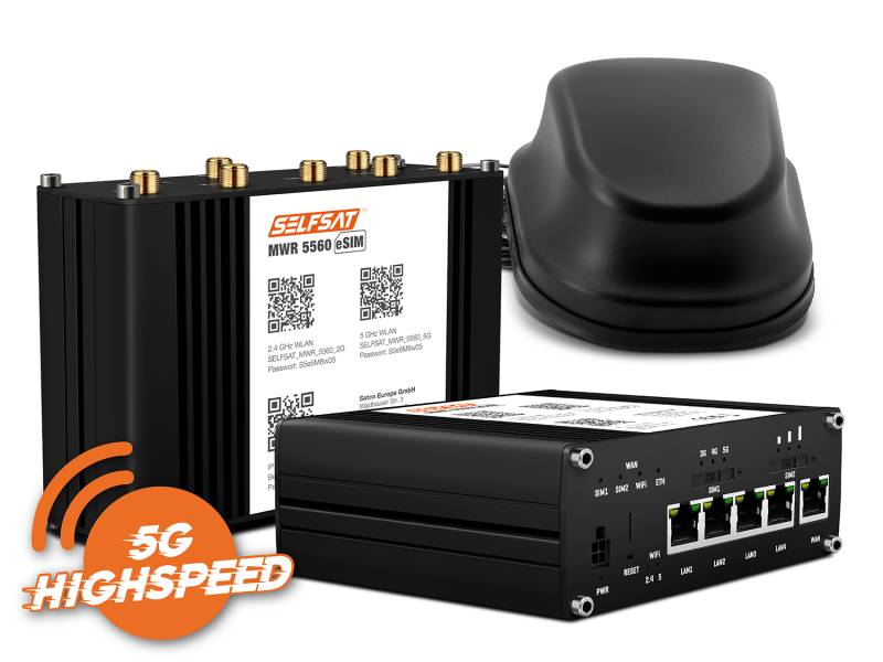 SELFSAT MWR 5560 eSIM 5G Cat 20 WLAN Router bis 3,4 Gbps inkl. SELFSAT 5G Antenne schwarz von I DO IT