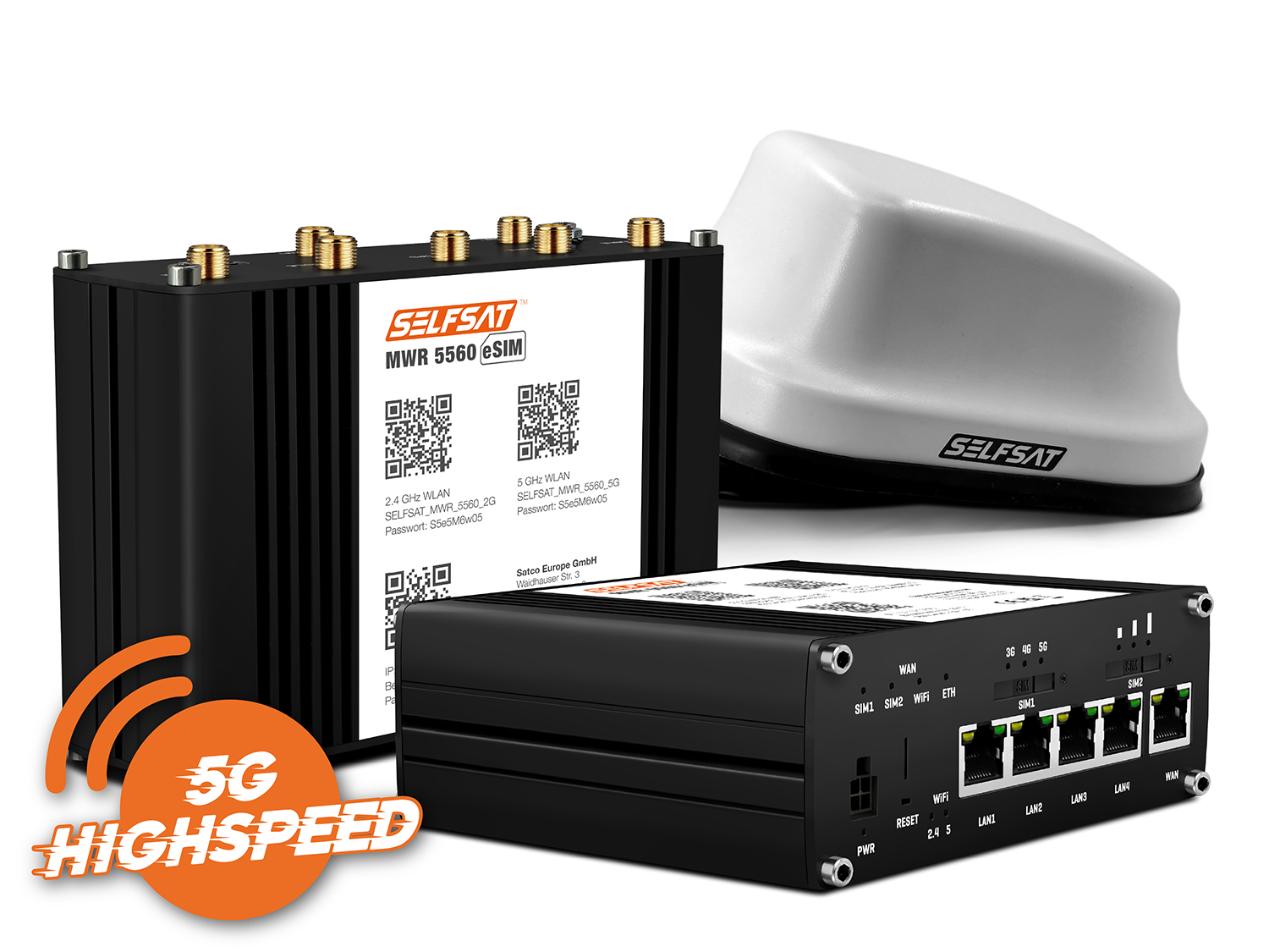 SELFSAT MWR 5560 eSIM 5G Cat 20 WLAN Router bis 3,4 Gbps inkl. SELFSAT 5G Antenne weiß SELFSAT MWR 5560 eSIM 5G Cat 20 WLAN Router bis 3,4 Gbps inkl. SELFSAT 5G Antenne weiß von I DO IT