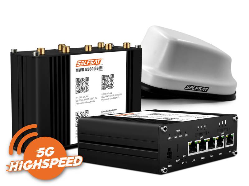 SELFSAT MWR 5560 eSIM 5G Cat 20 WLAN Router bis 3,4 Gbps inkl. SELFSAT 5G Antenne weiß von I DO IT