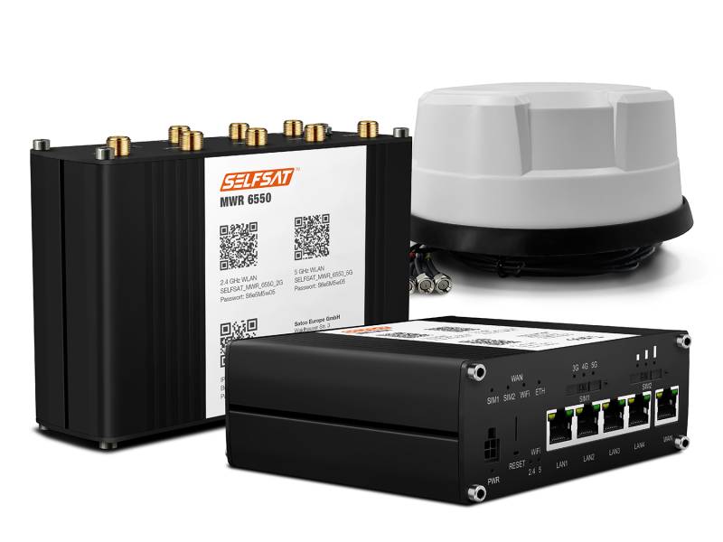 SELFSAT MWR 6550 5G Cat 20 WiFi 6 WLAN Router bis 3,4 Gbps inkl. Panorama Antenne weiß von I DO IT