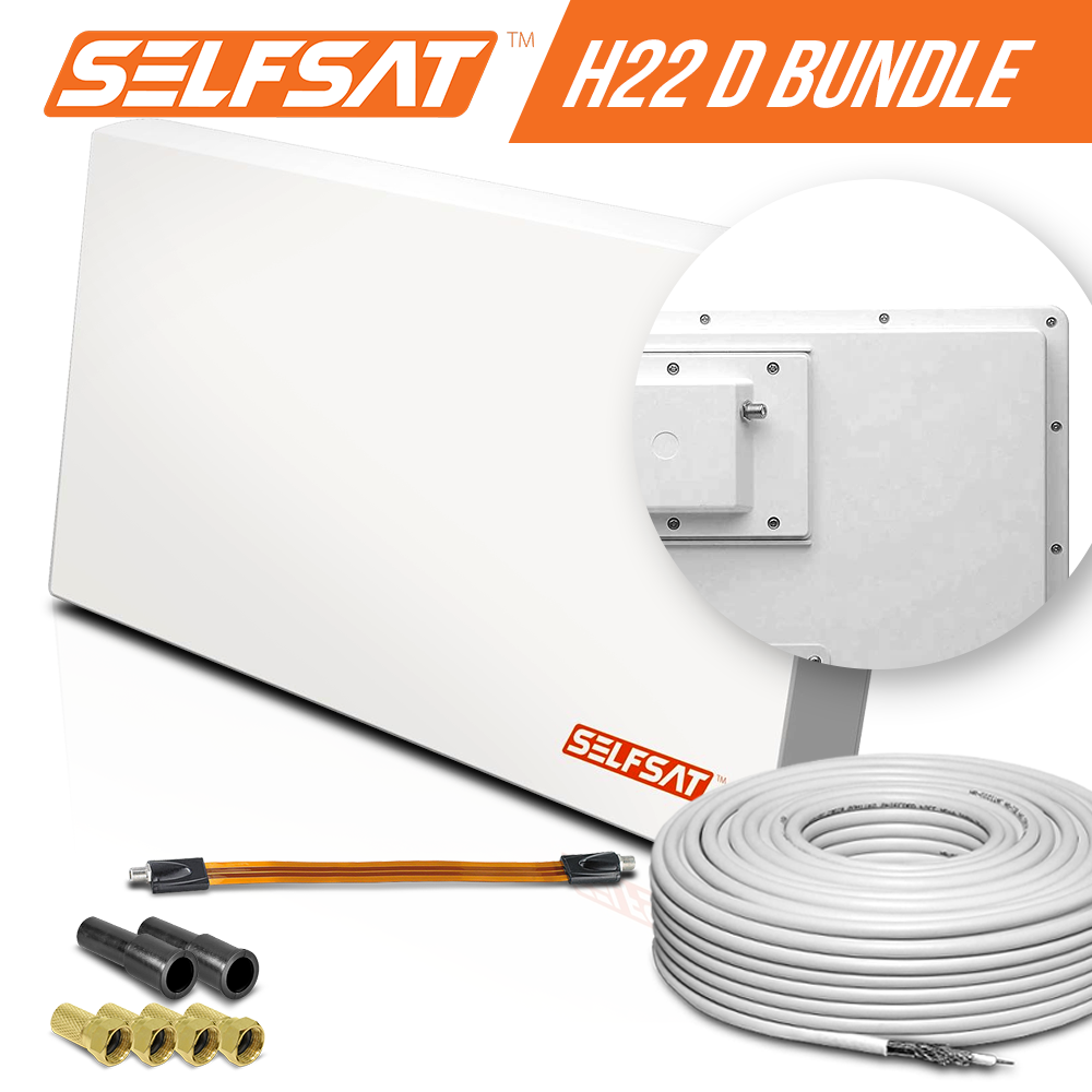 Selfsat H22D+ 1 TV Teilnehmer SAT Flachantenne FLAT + profi Fensterdurchführung + Kabel FULL HD 4K Selfsat H22D+ 1 TV Teilnehmer SAT Flachantenne FLAT + profi Fensterdurchführung + Kabel FULL HD 4K von I DO IT
