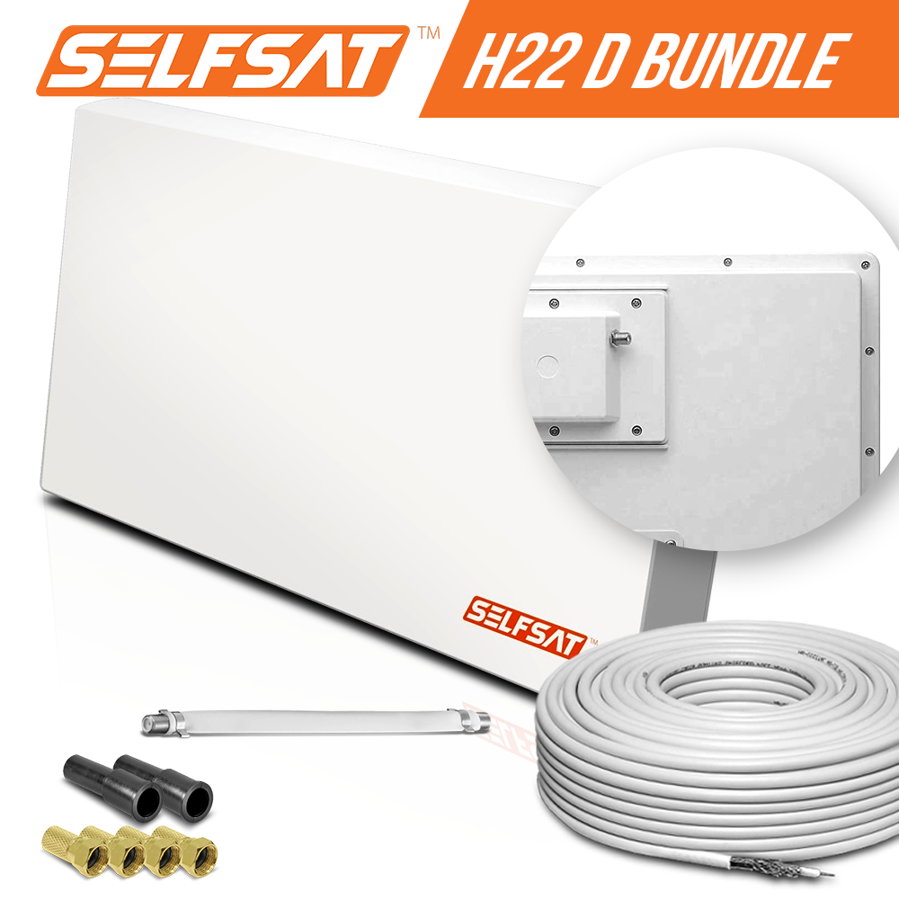 Selfsat H22D1+ 1 TV Teilnehmer SAT Flachantenne FLAT + Fensterdurchführung + Kabel FULL HD 4K Selfsat H22D1+ 1 TV Teilnehmer SAT Flachantenne FLAT + Fensterdurchführung + Kabel FULL HD 4K von I DO IT