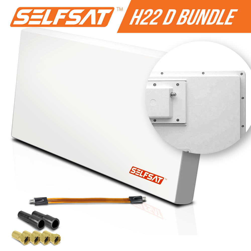 Selfsat H22D1+ 1 TV Teilnehmer SAT Flachantenne FLAT + profi Fensterdurchführung FULL HD von I DO IT