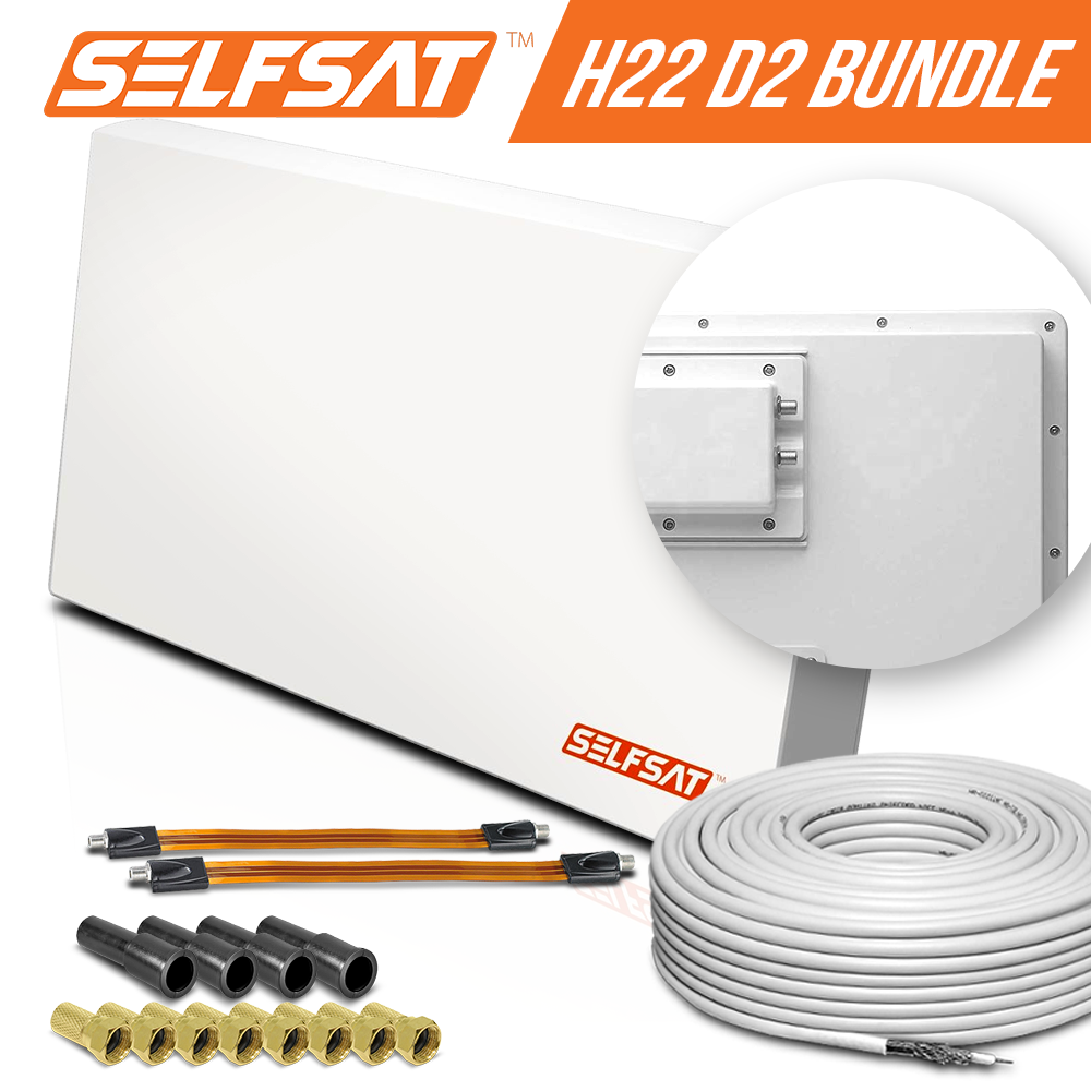 Selfsat H22D2+ 2 TV Teilnehmer SAT Flachantenne FLAT + profi Fensterdurchführung + Kabel FULL HD 4K Selfsat H22D2+ 2 TV Teilnehmer SAT Flachantenne FLAT + profi Fensterdurchführung + Kabel FULL HD 4K von I DO IT
