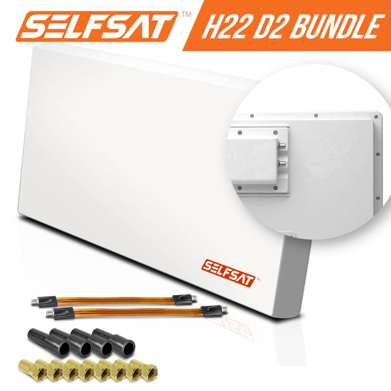 Selfsat H22D2+ 2 TV Teilnehmer SAT Flachantenne FLAT + profi Fensterdurchführung FULL HD von I DO IT