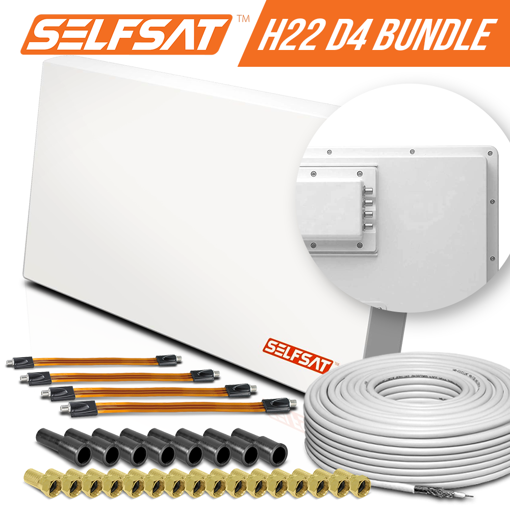 Selfsat H22D4+ 4 TV Teilnehmer SAT Flachantenne FLAT + profi Fensterdurchführung + Kabel FULL HD 4K Selfsat H22D4+ 4 TV Teilnehmer SAT Flachantenne FLAT + profi Fensterdurchführung + Kabel FULL HD 4K von I DO IT