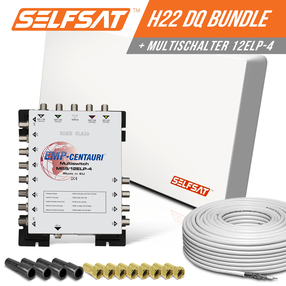 Selfsat H22DQ 12 TV Teilnehmer SAT Flachantenne FLAT + Multischalter 5/12 + Koaxkabel FULL HD 4K Selfsat H22DQ 12 TV Teilnehmer SAT Flachantenne FLAT + Multischalter 5/12 + Koaxkabel FULL HD 4K von I DO IT
