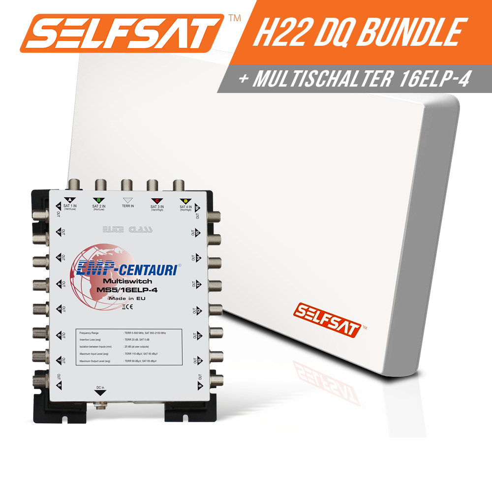 Selfsat H22DQ 16 TV Teilnehmer SAT Flachantenne FLAT + Multischalter 5/16 FULL HD 4K Selfsat H22DQ 16 TV Teilnehmer SAT Flachantenne FLAT + Multischalter 5/16 FULL HD 4K von I DO IT