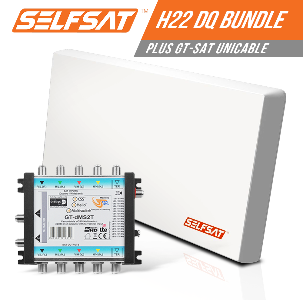 Selfsat H22DQ 32 TV Teilnehmer SAT Flachantenne FLAT + Unicable-Multiswitch FULL HD 4K Selfsat H22DQ 32 TV Teilnehmer SAT Flachantenne FLAT + Unicable-Multiswitch FULL HD 4K von I DO IT