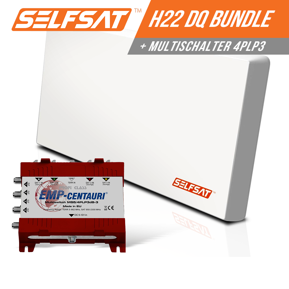 Selfsat H22DQ 4 TV Teilnehmer SAT Flachantenne FLAT + Multischalter 5/4 FULL HD 4K Selfsat H22DQ 4 TV Teilnehmer SAT Flachantenne FLAT + Multischalter 5/4 FULL HD 4K von I DO IT