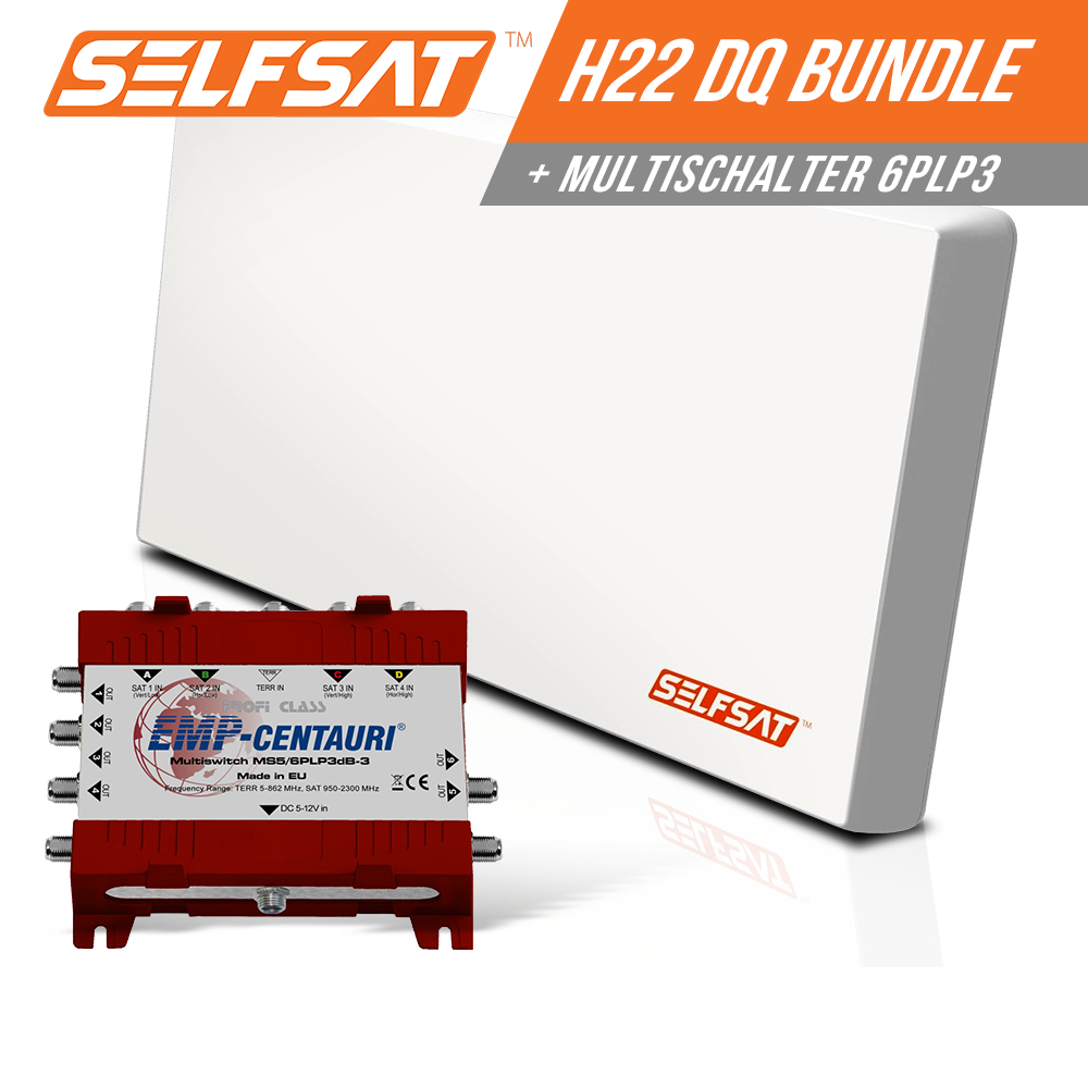 Selfsat H22DQ 6 TV Teilnehmer SAT Flachantenne FLAT + Multischalter 5/6 FULL HD 4K Selfsat H22DQ 6 TV Teilnehmer SAT Flachantenne FLAT + Multischalter 5/6 FULL HD 4K von I DO IT