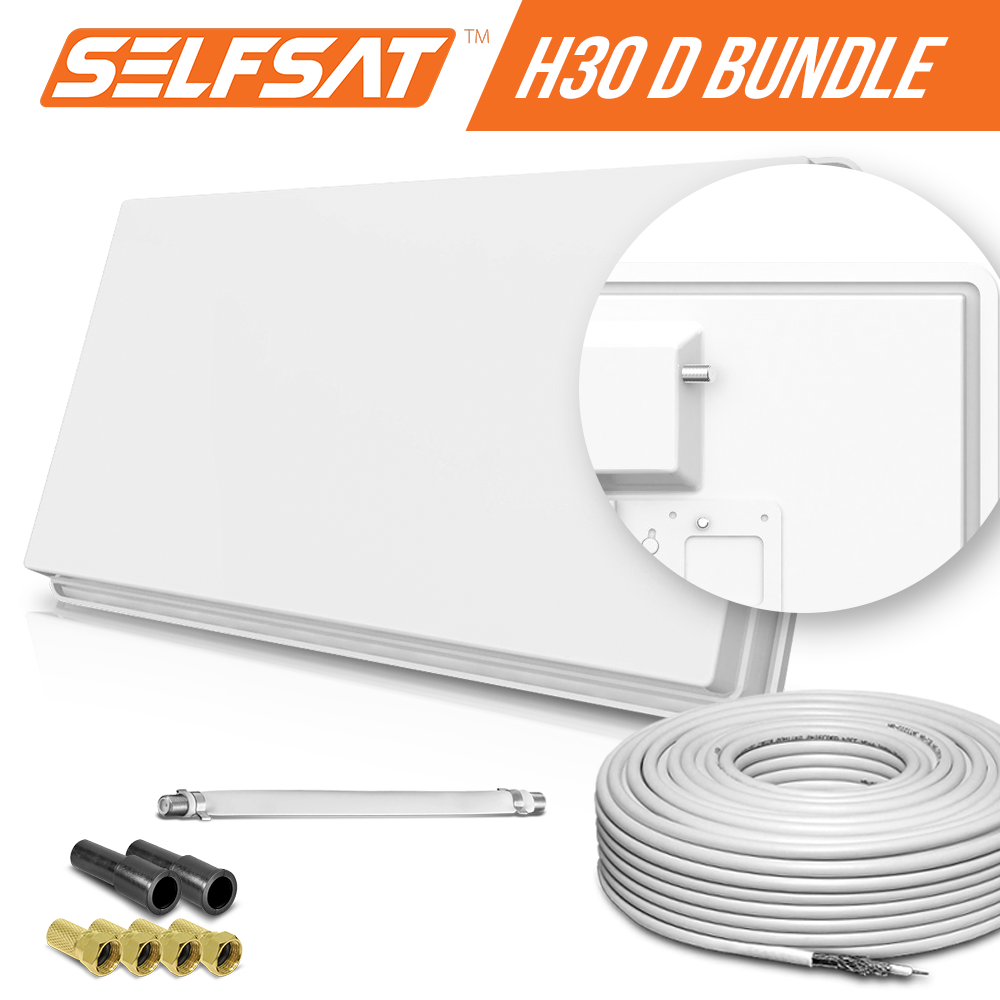 Selfsat H30D1+ 1 TV Teilnehmer SAT Flachantenne FLAT + Fensterdurchführung + Kabel FULL HD 4K Selfsat H30D1+ 1 TV Teilnehmer SAT Flachantenne FLAT + Fensterdurchführung + Kabel FULL HD 4K von I DO IT