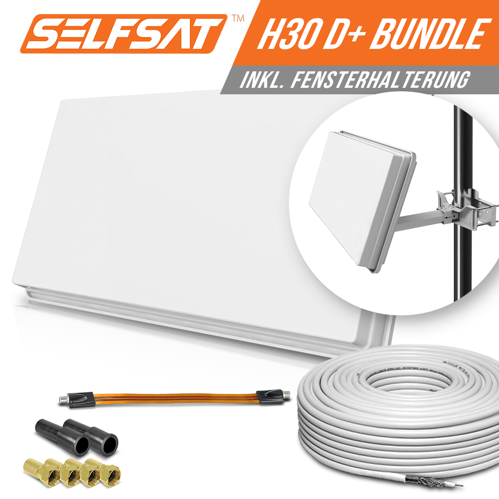Selfsat H30D1+ 1 TV Teilnehmer SAT Flachantenne FLAT + profi Fensterdurchführung + Kabel FULL HD 4K Selfsat H30D1+ 1 TV Teilnehmer SAT Flachantenne FLAT + profi Fensterdurchführung + Kabel FULL HD 4K von I DO IT