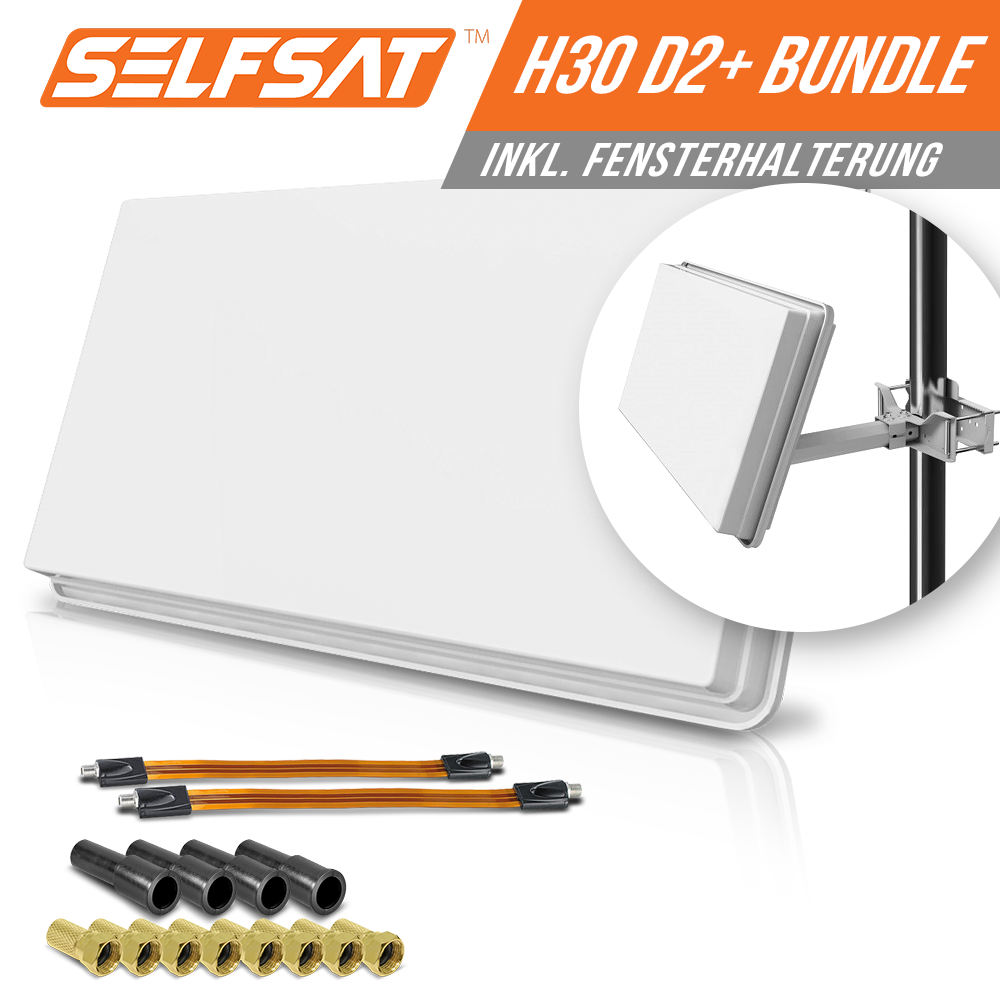 Selfsat H30D2+ 2 TV Teilnehmer SAT Flachantenne FLAT + profi Fensterdurchführung + Kabel FULL HD 4K Selfsat H30D2+ 2 TV Teilnehmer SAT Flachantenne FLAT + profi Fensterdurchführung + Kabel FULL HD 4K von I DO IT