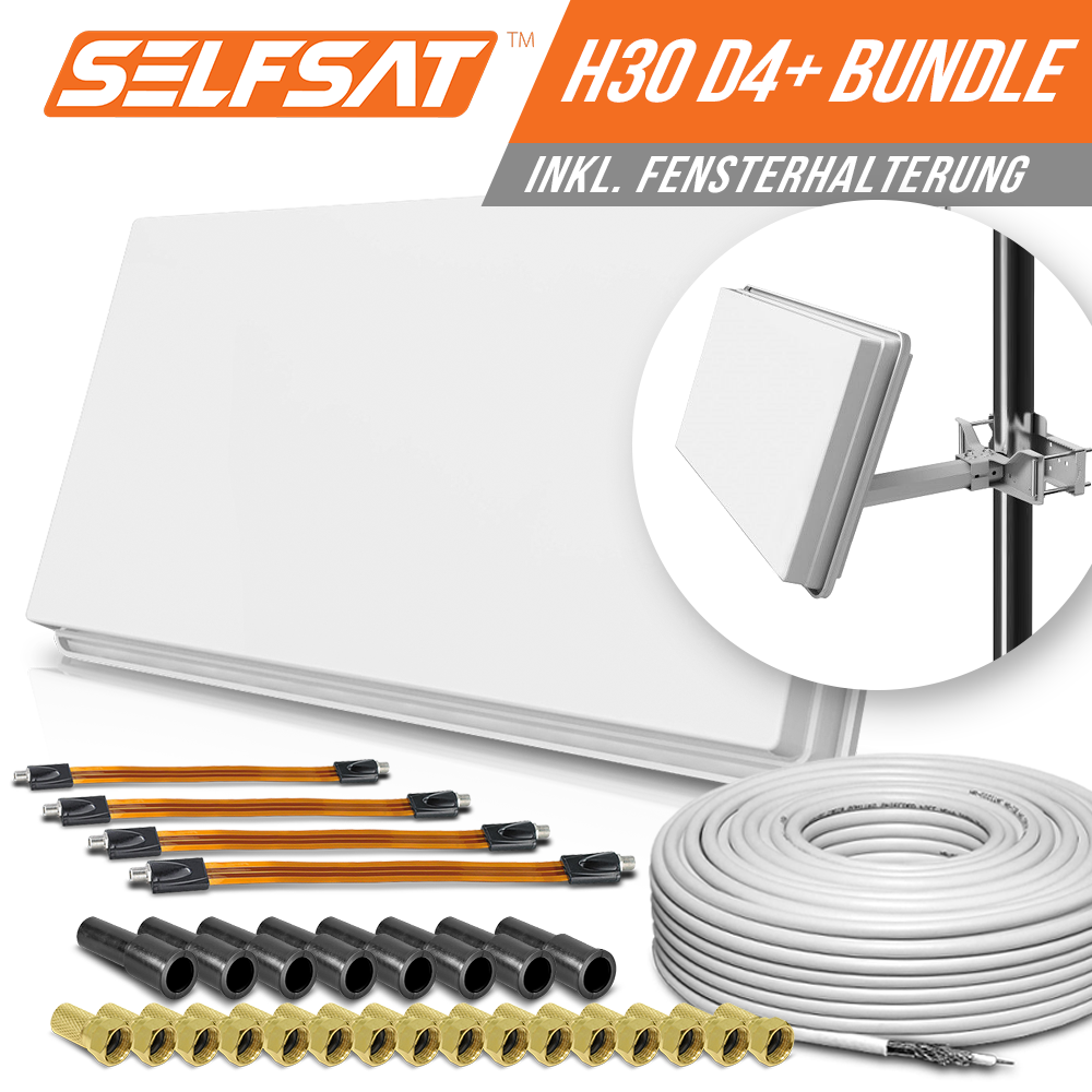Selfsat H30D4+ 4 TV Teilnehmer SAT Flachantenne FLAT + profi Fensterdurchführung + Kabel FULL HD 4K Selfsat H30D4+ 4 TV Teilnehmer SAT Flachantenne FLAT + profi Fensterdurchführung + Kabel FULL HD 4K von I DO IT