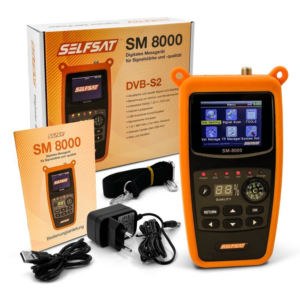 Selfsat SM 8000 Camping Satfinder HD DVB-S + DVB-S2 8PSK SAT Messgerät EU von I DO IT