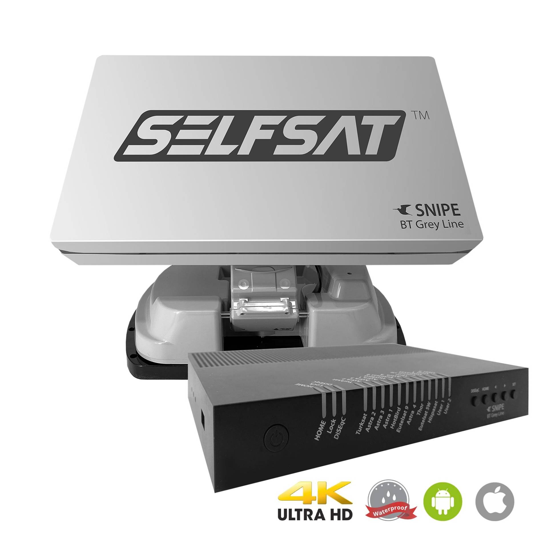 Selfsat SNIPE BT Grey Line Single  - automatische Camping Antenne  incl. iOS / Android Steuerung von I DO IT