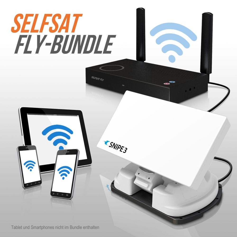 Selfsat SNIPE V3 FLY 100-Bundle - White Line - Single - Vollautomatische Satelliten Antenne von I DO IT