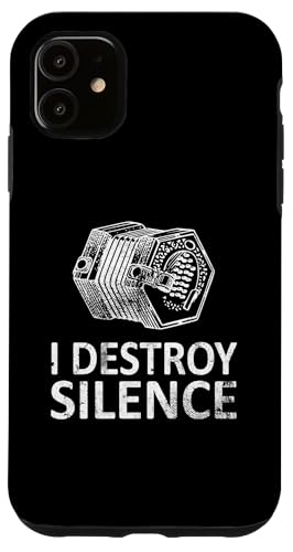 I Destroy Silence - Lustige Konzertina-Spieler Hülle für iPhone 11 von I Destroy Silence Tee shirt