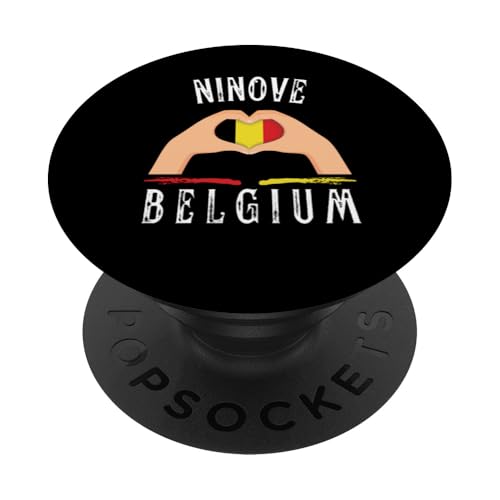 Belgium Flag Heart Ninove City PopSockets Klebender PopGrip von I Love Belgium Ninove Designs