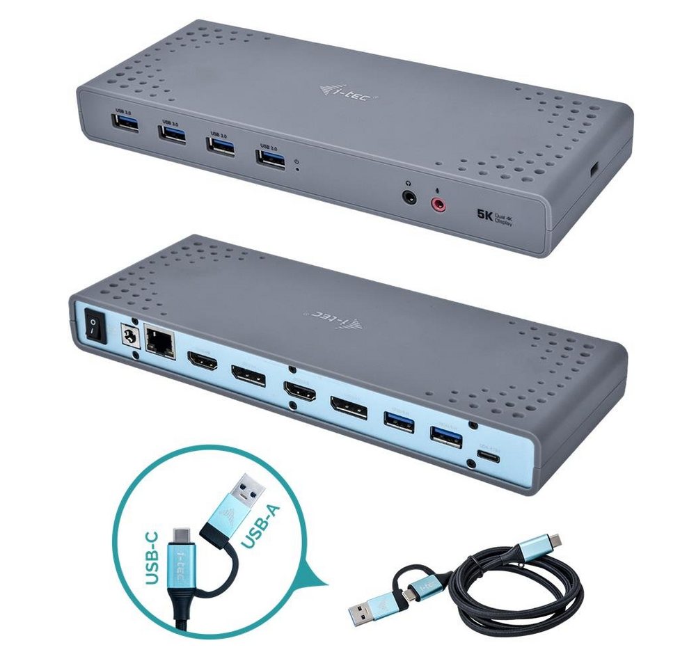 I-TEC Laptop-Dockingstation USB 3.0 / USB-C / Thunderbolt 3, Dual Display, 2x 4K 60Hz Video, 2x HDMI, 2x DP, 6x USB 3.0 von I-TEC