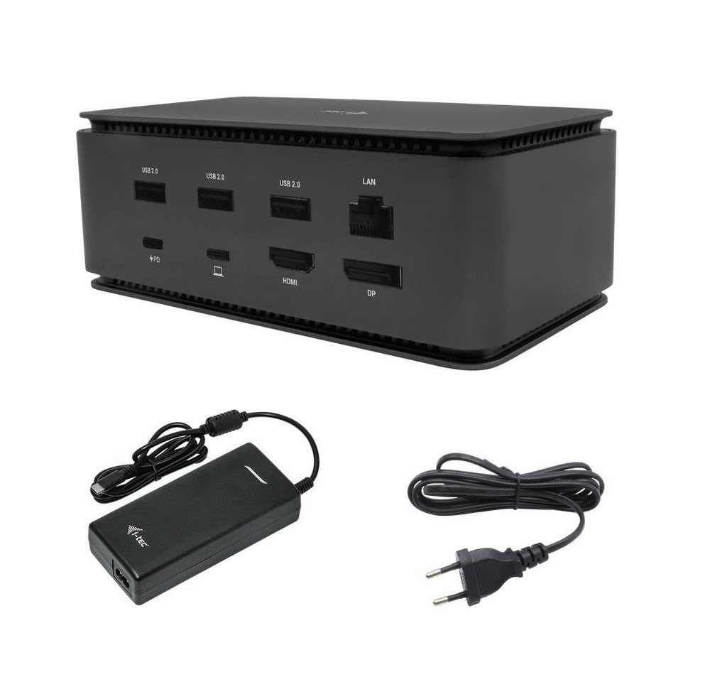 I-TEC Laptop-Dockingstation USB4 Metall-Dockingstation Dual 4K HDMI DP mit Power Delivery 80 W, + i-tec Ladegerät 112 W von I-TEC